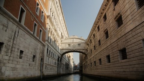 Bridge of sights in Venice Italy shot from a boat
