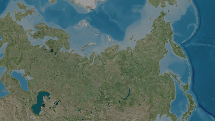 Moscow City, city with its capital, zoomed and extruded on the satellite map of Russia in the conformal Stereographic projection