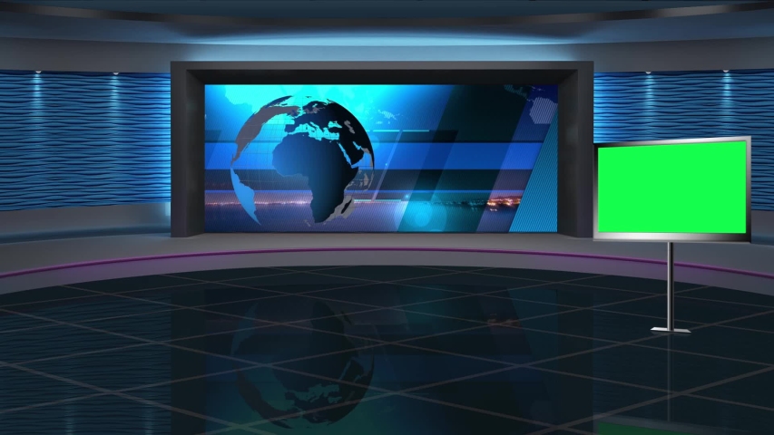 News Tv Studio Set Virtual Green Stock Footage Video (100% Royalty-free ...