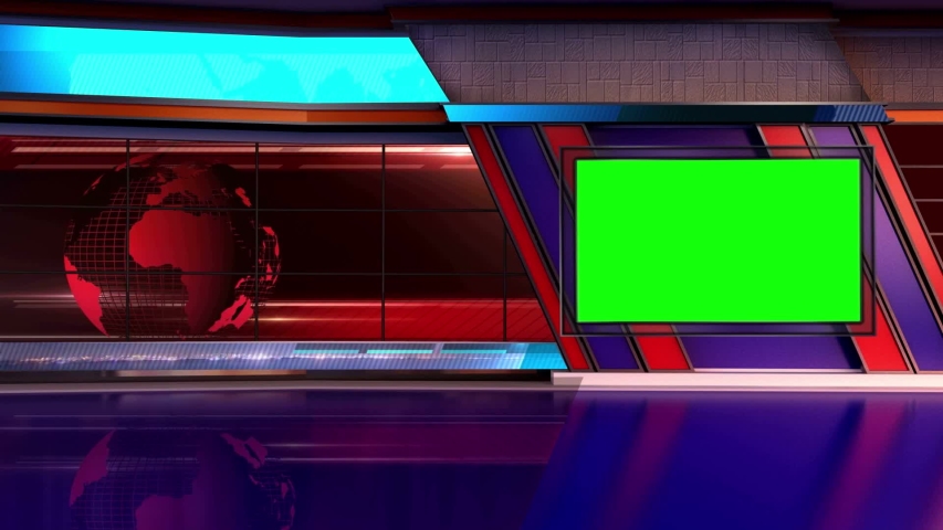 News TV Studio Set - Virtual Green Screen… - Royalty Free Video