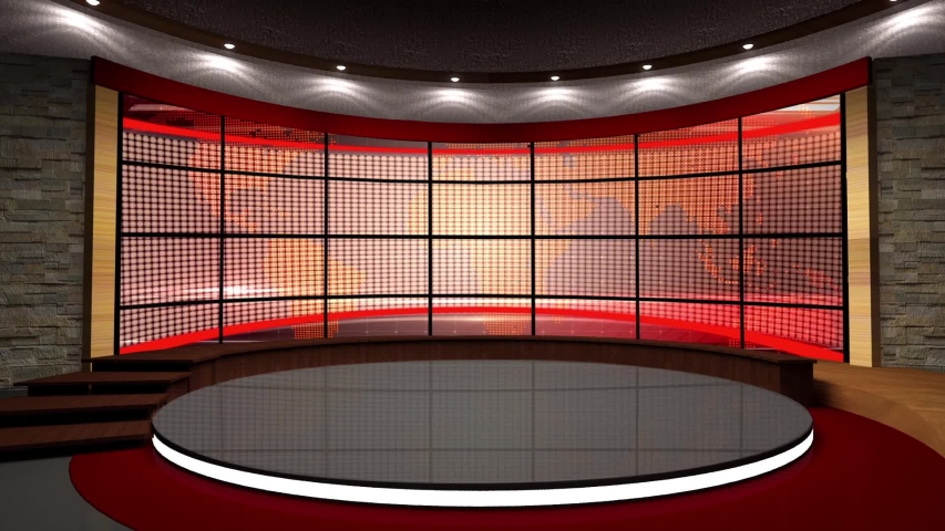 News Tv Studio Set 22 Virtual Green Screen Background Loop Stock Video ...