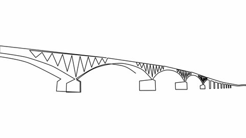 Self-drawing a simple animation of one continuous drawing of one line of a viaduct bridge.