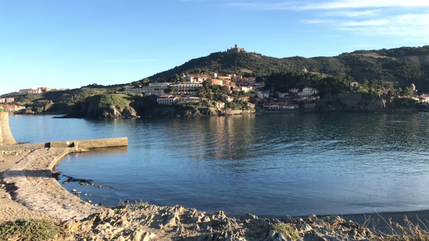 Collioure, houses and medieval fortress walls, Languedoc-Roussillon