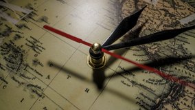 Antique alarm clock with world map running time lapse 4k  - Powered by Shutterstock - Get 15% off with code: PIKWIZARD15