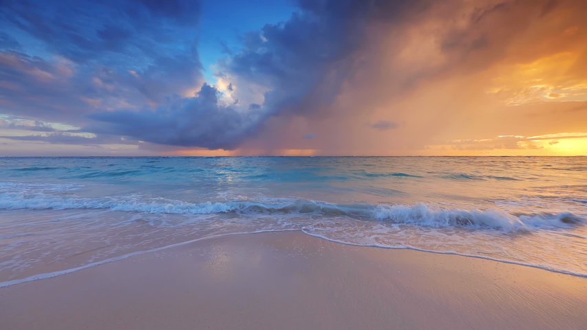 Beautiful sunrise over the tropical sea | Shutterstock HD Video #1053569309