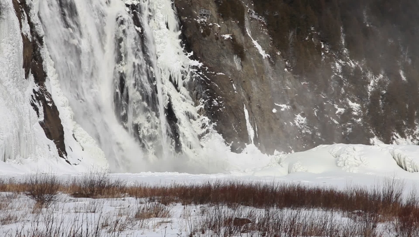 Montmorency Falls Park in Quebec in winter
