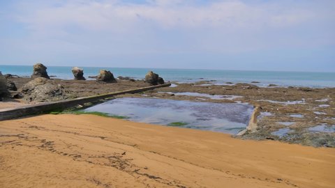 Saint-Hilaire-de-Riez northern France, beach rocks, Les Cinq Pineaux Nature and parks, Geological formations The Five Pineaux