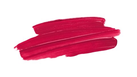 Beautiful textured smear of lipstick changes color on white background. Isolated. Lip gloss are smudged. Beauty cosmetic. Makeup products. Closeup. Blink different trendy colors. Red, pink, purple.