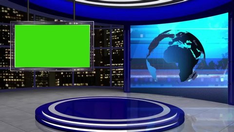 Virtual News Studio Set Green Screen Background
