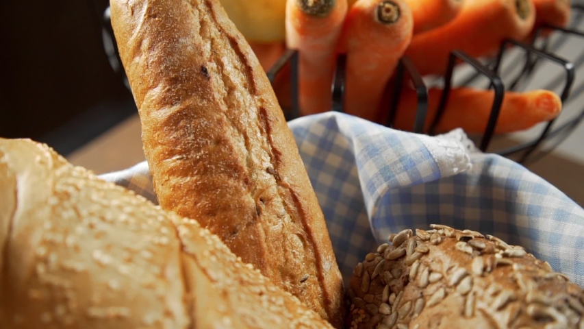 loaf of bread in the basket bakery  Royalty-Free Stock Footage #1053614912