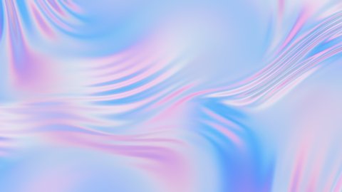Animated 3D waving cloth texture. Liquid holographic background. Smooth silk cloth surface with ripples and folds in tissue. 4K 3D rendering seamless looping animation.