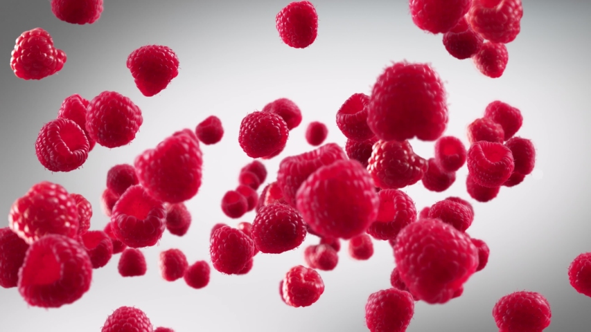 Flying of Raspberry in Dark Grey Background | Shutterstock HD Video #1053626453