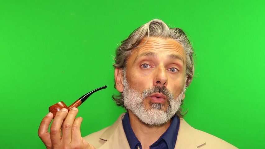 Portrait of al Mature Man smoking a pipe