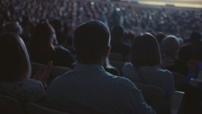 Modern Public Women and Males Listening and Applauding Speaker and Discuss Information in Large Classroom. Humans Company Enjoy on Musical Concert. Background Contemporary Learn Partnership Occupation - Powered by Shutterstock - Get 15% off with code: PIKWIZARD15