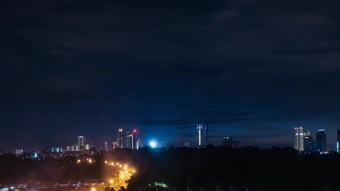 Early morning night to day sunrise time lapse in Johor Bahru City, Malaysia