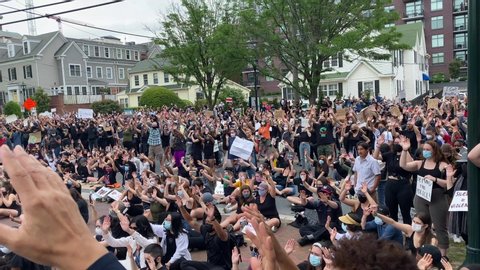 Bethesda, Maryland / USA - June 2, 2020: A Black Lives Matters protest is organized by a group of high school students.The protest is peaceful.