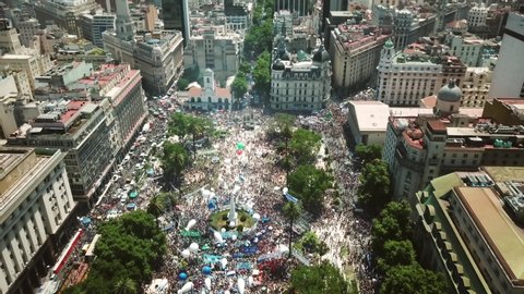 Plaza de Mayo, Buenos Aires, Argentina, 10 December 2019 : March for the assumption at Casa Rosada of the new President of Argentina Alberto Fernández and Cristina after Mauricio Macri lost election.