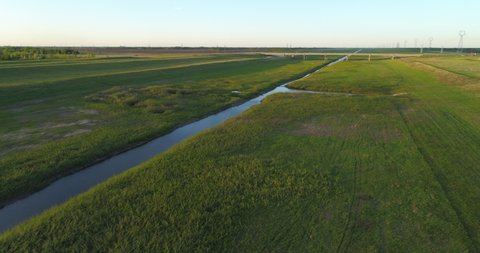 Aerial flyover of Winnipeg Red River Floodway