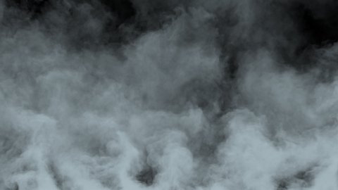 Fog smoke permeating on a black background. Looped rising smoke effect.