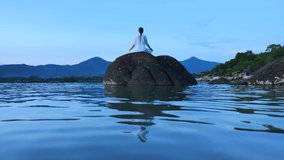 Yoga in nature, namaste exercise meditation, serenity and yoga practicing