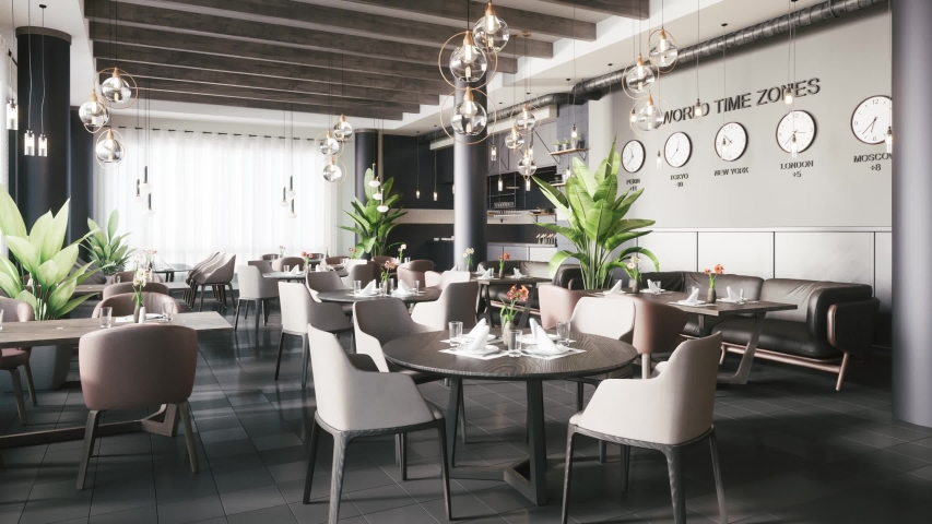Interior design of a modern restaurant | Shutterstock HD Video #1053715673