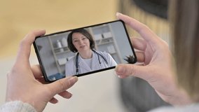 Talking Female Doctor, Close Up of Smartphone Screen, Video Chat