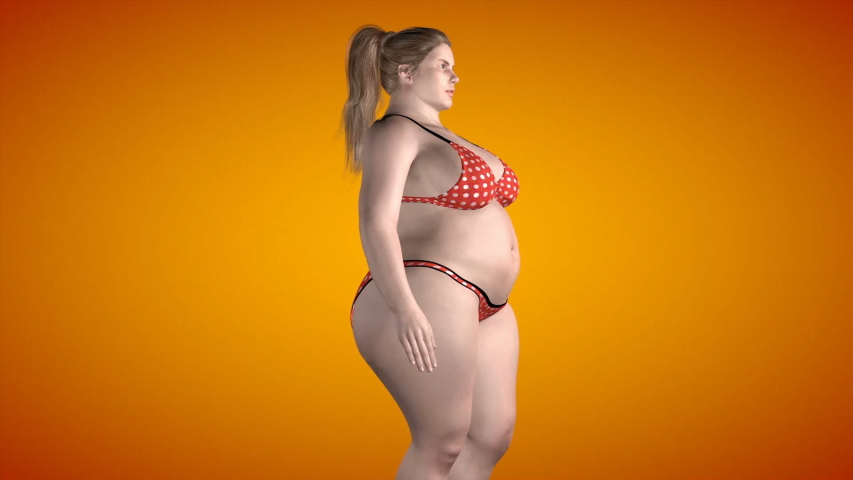 Fat woman loosing weight, Luma Matte attached