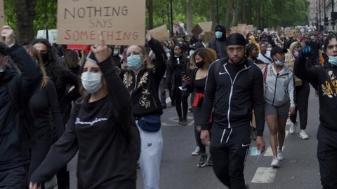 UK, London, 3/6/20 - Thousands of protestors marching down Park Lane for Black Lives Matter