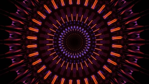 round abstract rotating neon flares tunnel vj loop fly through in 4k uhd 60fps