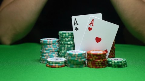 Poker game. Two aces close up