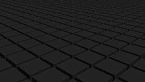 Black cubes animation background. 3D render. Wave pattern.