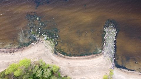 Gulf of Finland beach summer day aerial video