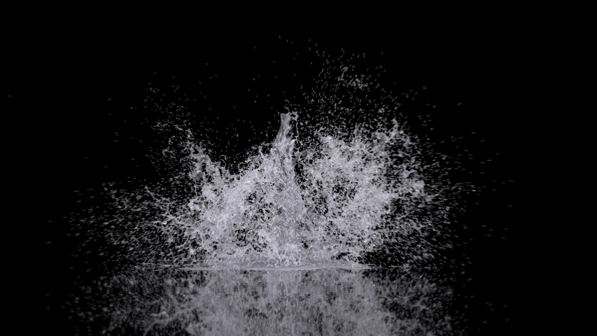 Water splash, underwater explosion or object hitting the water surface, alpha channel, slow motion, side view | Shutterstock HD Video #1053761156