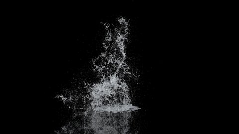 Object falling into the water with splashes on black background, alpha, CG picture