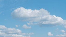 Blue sky white clouds, Landscape white clouds 4K, Cumulus cloud cloudscape timelapse,Summer blue sky time lapse, Nature weather blue sky, White clouds background. Cloud time lapse nature background.