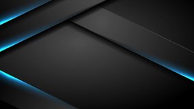 Abstract black stripes with blue neon glowing light motion background. Seamless looping. Video animation Ultra HD 4K 3840x2160
