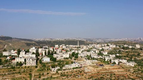Aerial View over Palestinian Town Biddu Near Jerusalem 