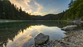 Untersee by eibsee bavaria lake nature landscapes at sunset time lapse landscapes video.