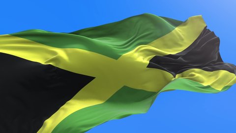 Jamaica flag - 3D realistic waving flag background