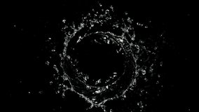 Super slow motion of splashing water rotation isolated on black background. Filmed on very high speed camera, 1000 fps. - Powered by Shutterstock - Get 15% off with code: PIKWIZARD15