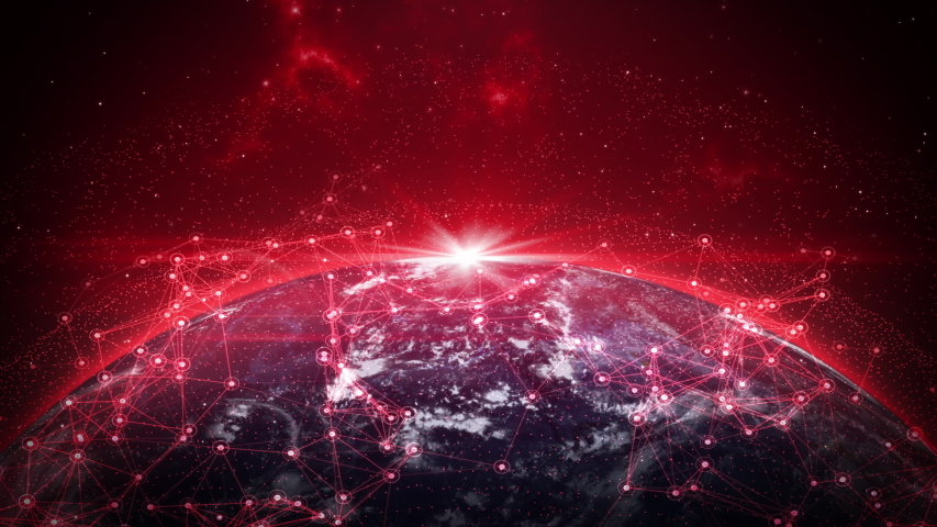 The earth rotating with nodes and line connection, Plexus, Global communication concept, 4k Resolution. - Powered by Shutterstock - Get 15% off with code: PIKWIZARD15