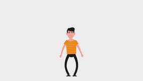 Man character animation. Male happy jumping situation. Flat cartoon colorful