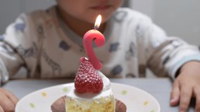 Video of girl extinguishing candles on birthday cake.
2nd birthday cake candles.
Celebrate a birthday with a strawberry cake