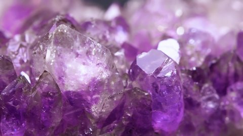 Mineral Stone, Close-up Shot of Amethyst Crystals on Turntable