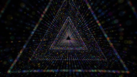 Modern Multicolor Particle Abstract Triangle Tunnel Looping Background