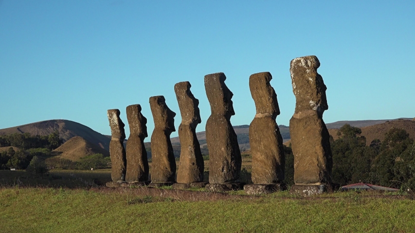 Latin America. Chile. Easter Island. September 2018. Idol statues.