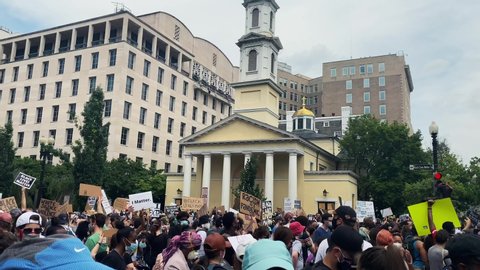 Washington, D.C. USA - June 6, 2020: Protesters gather for a Black Lives Matter demonstration in Washington, D.C. This marked the largest gathering of protesters in the city since the death of George 