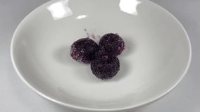 Frozen blueberries, close up food video