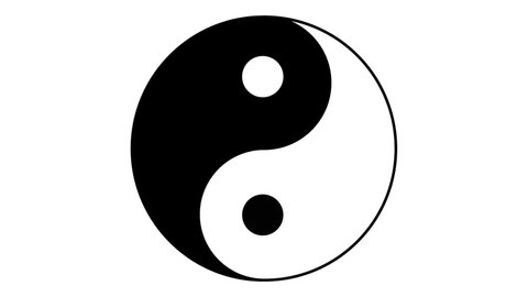 Yin and Yang symbol rotating in a circle on a transparent background. Concept of dualism in ancient Chinese philosophy. The taichi symbol animated vector. Ying yang symbol of harmony and balance.