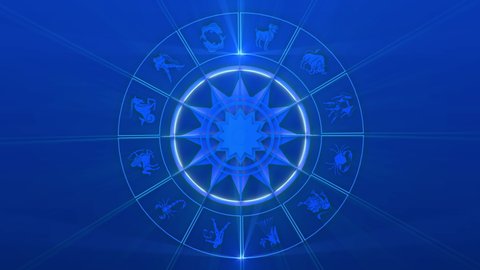 Zodiac Wheel Signs Spinning On Glowing Stock Footage Video (100%